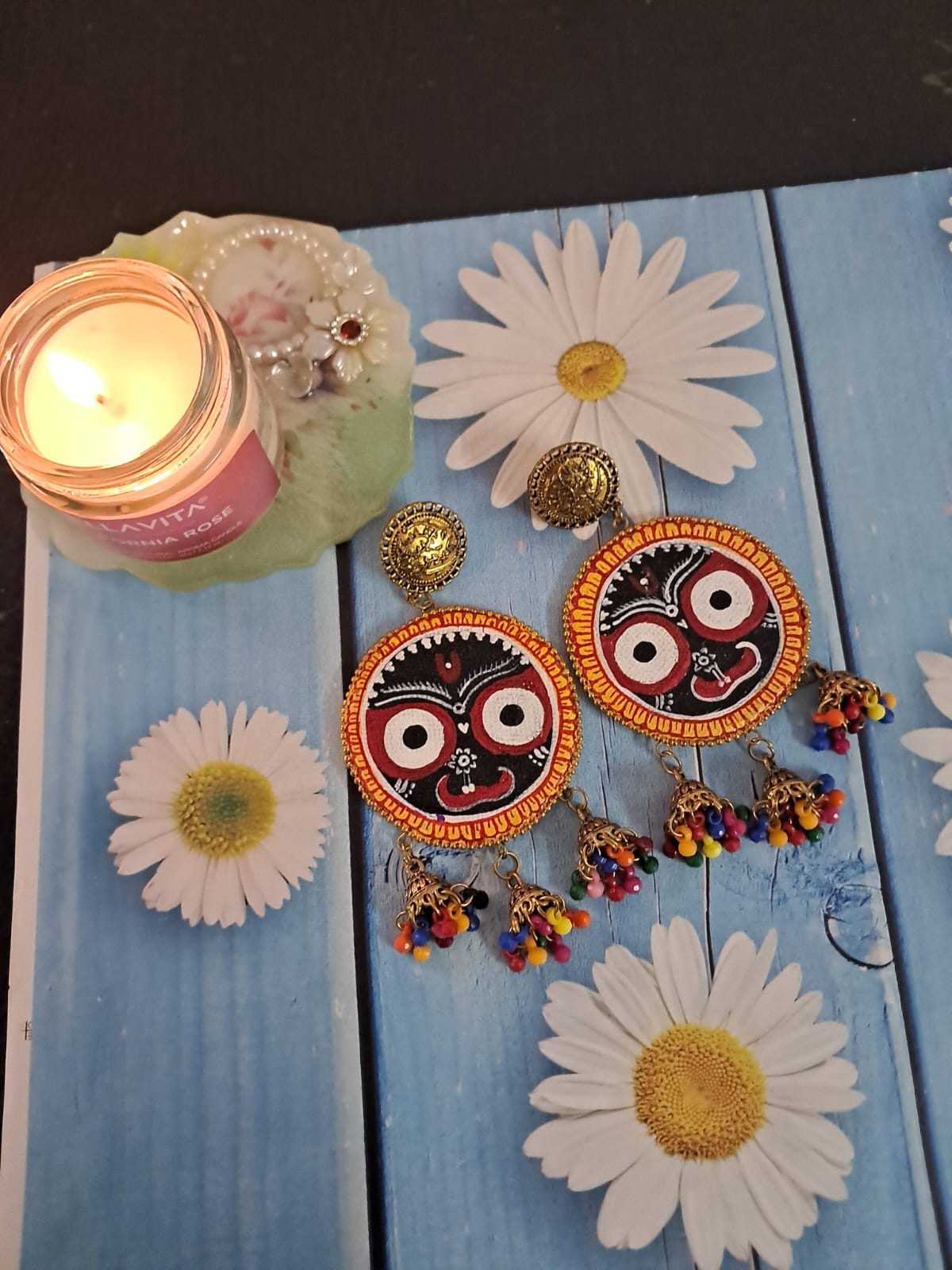 Pattachitra Jagannath Round Earrings